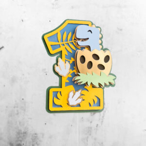 Topper na tort – Cyfra 1 z uroczym dinozaurem 🦕🎂 - obrazek 1