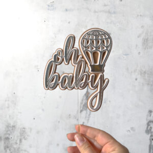 Topper na tort „Oh Baby” z balonem 🎈✨ - obrazek 1